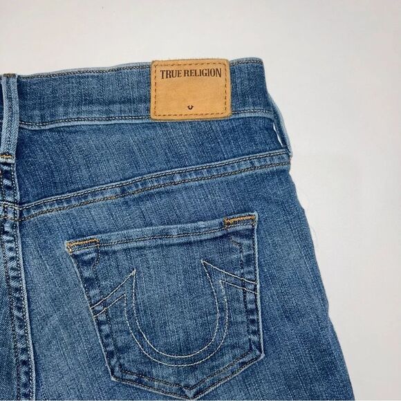 True Religion Cora Women's cut off Distressed Denim Blue Jean Shorts size 25 - Picture 7 of 12